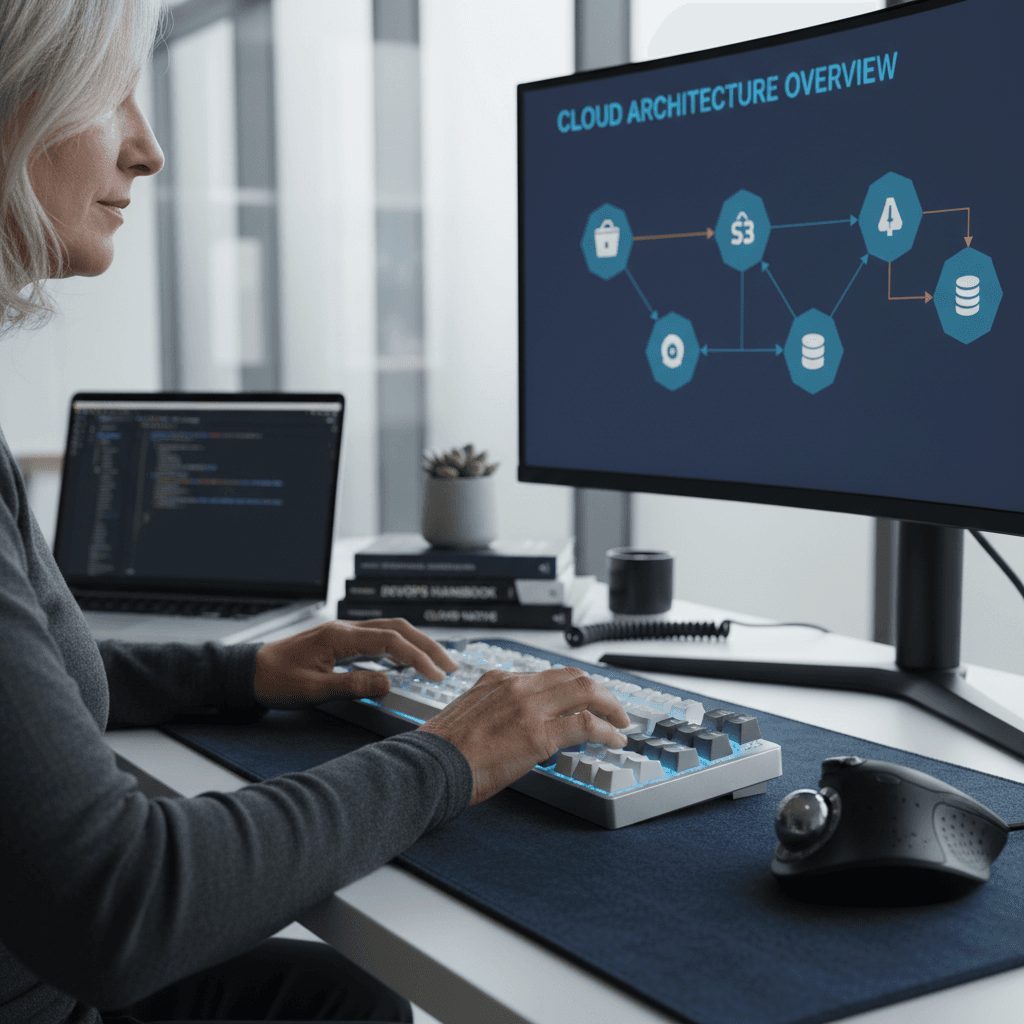 IT consultant reviewing system architecture
