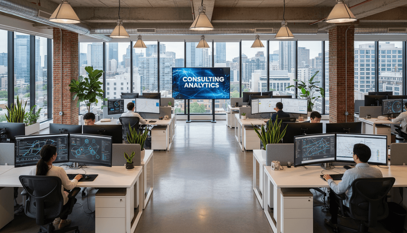 IT consultant reviewing system architecture and digital design on multiple monitors